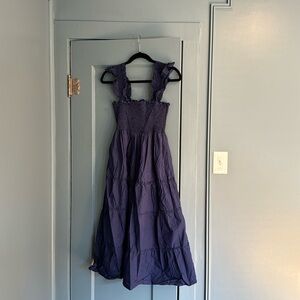 Smocked Navy Midi Dress